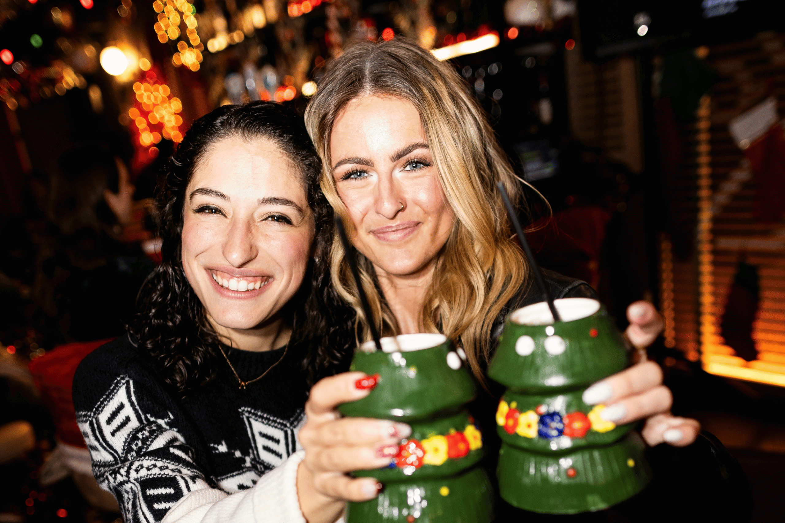 Tinsel Tavern Pop Up Guest with Christmas Tree Cocktails
