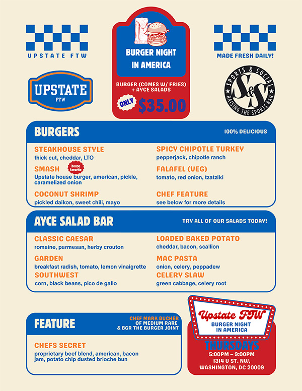Burger Night special at Sports & Social DC